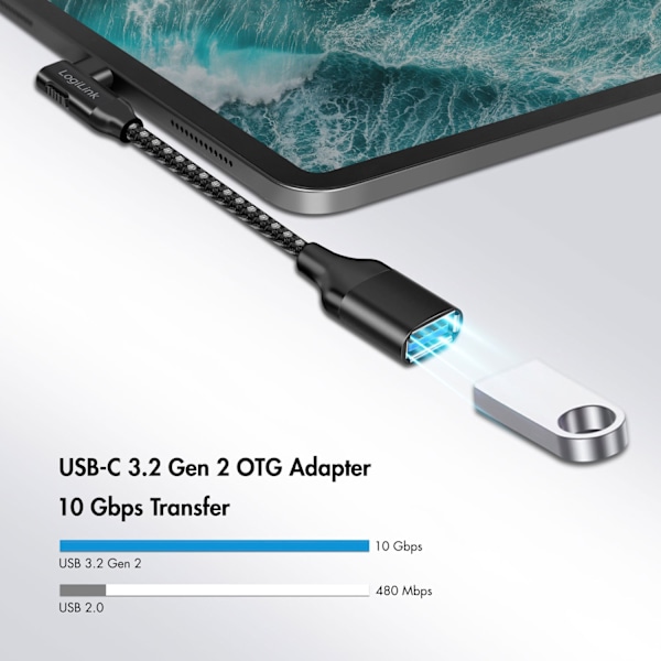 Kulma USB-C-kaapeli USB 3.2 15W 0,2m