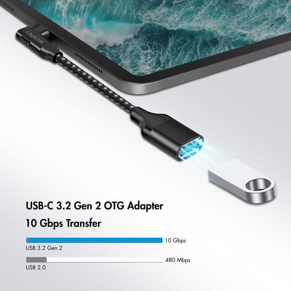 Vinklad USB-C-kabel USB 3.2 15W 0,2m