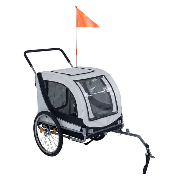 Hundecykeltrailer og klapvogn, 80 kg kapacitet, netvinduer