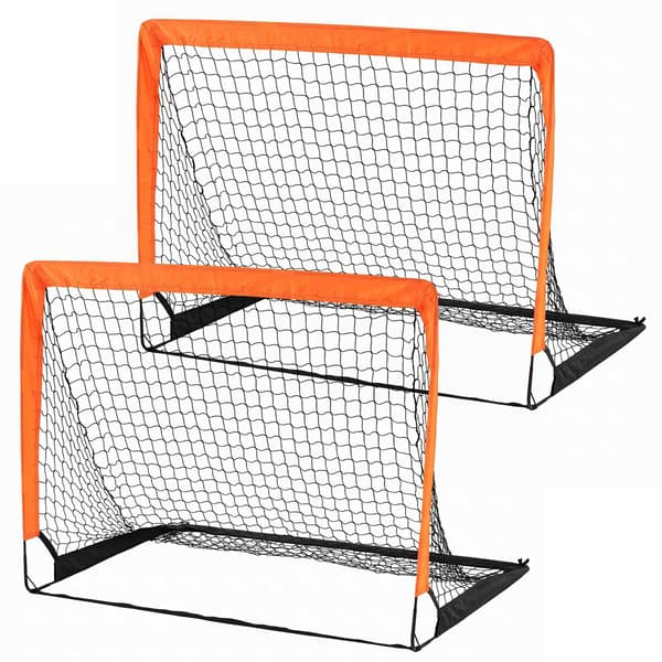 Fotbollsmål för barn, orange, 120x96 cm, hopfällbara