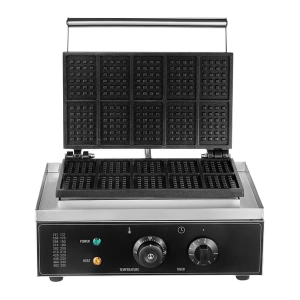 Kommersiell våffeljärn, 10-rektangulär, 1550W, temperaturtimer
