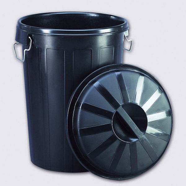 Universal affaldsbeholder med låg, rund, 70L, sort