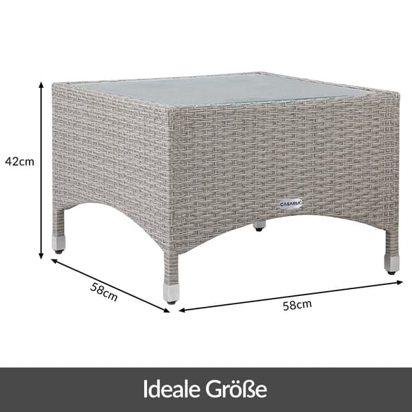 Polyrottinki-sivupöytä, harmaa/beige, lasikansi, 58 cm
