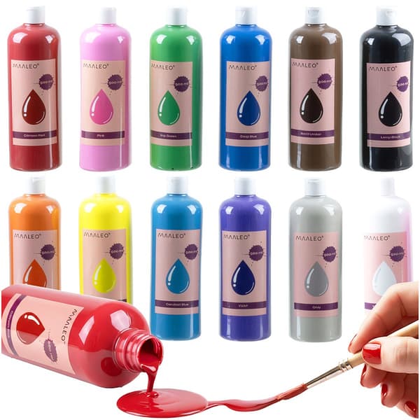Plakatmalingssæt – 12 farver, 500 ml hver