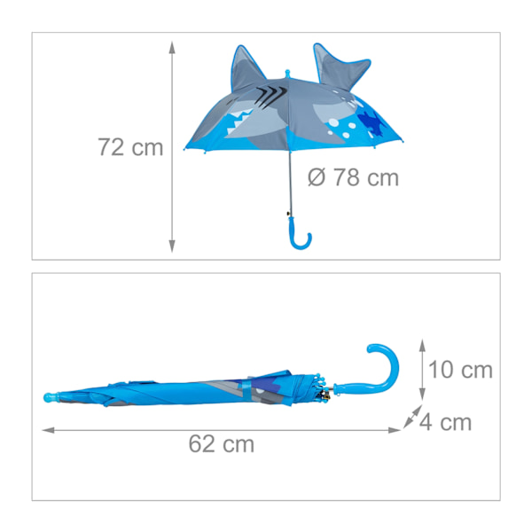 Sateenvarjo lapsille "Shark" Blue