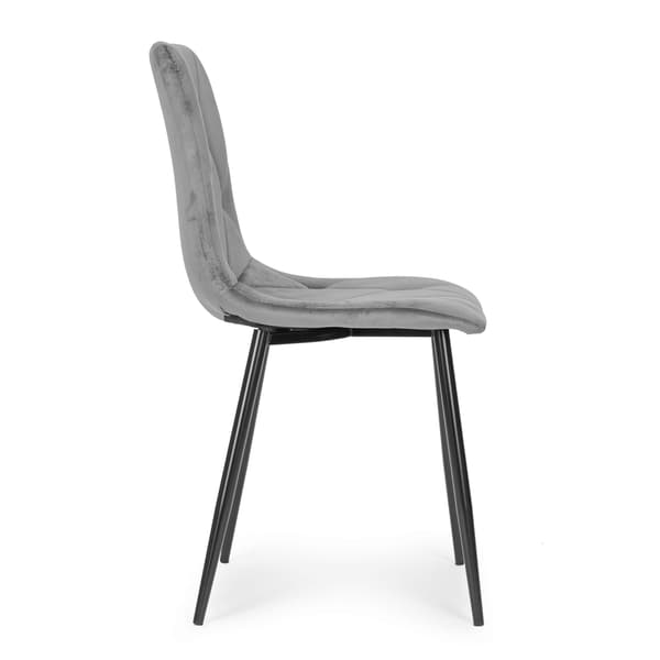 Set med 4 Quiltade Sammetsstolar för matsal och vardagsrum Grå ModernHome