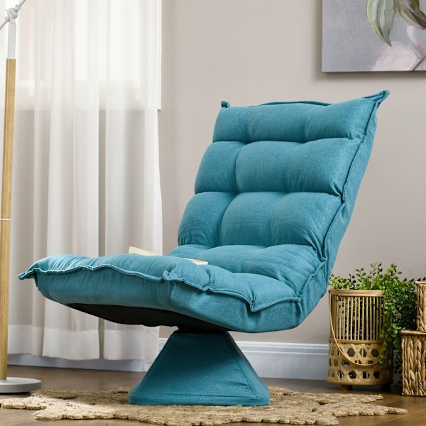 Gulvstol Justerbar Gulvsofa Drejelig Meditationsstol Relax Stol Lazy Sofa Dagligstue Kontor Blå