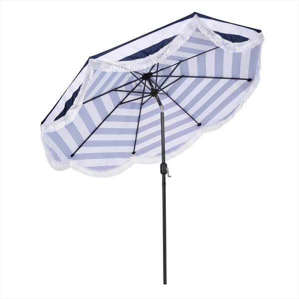 Vipbar strandparasol, 278 cm, Blå/Hvide striber