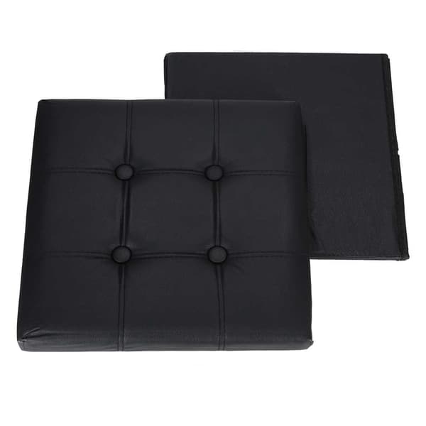 Sort opbevaringsfodbold i kunstlæder, foldbar 38x38x36 cm