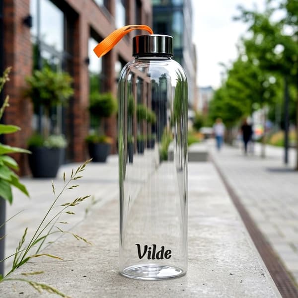 Lasinen vesipullo 750ml bambukannella
