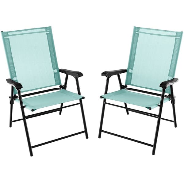 Mintgrønne foldbare havestole, sæt med 2 – 65x60x93 cm