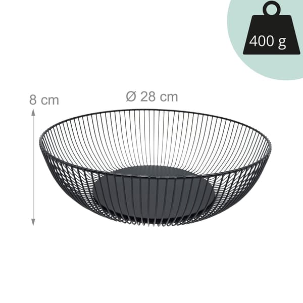 Fruktskål i metall, stor gitterdesign, öppen nätkonstruktion