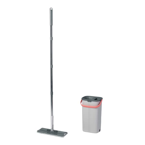 Plattmoppset med hink med 2 kammare och mikrofiberdynor