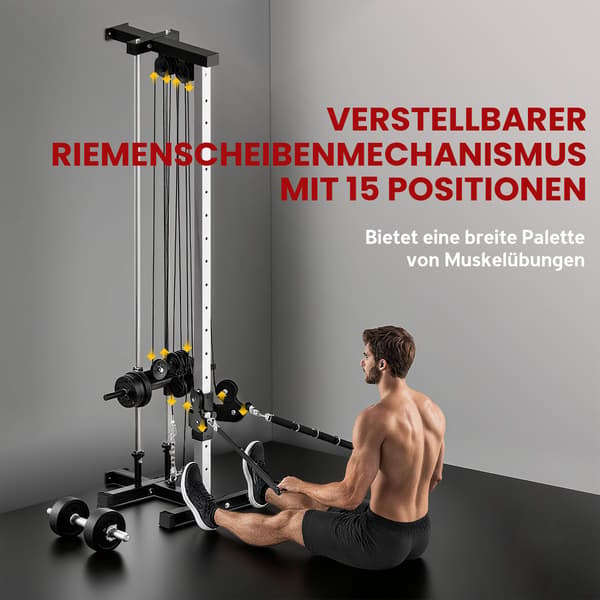 Justerbar kraftstation med dobbelt remskive, 25-165 cm, sort