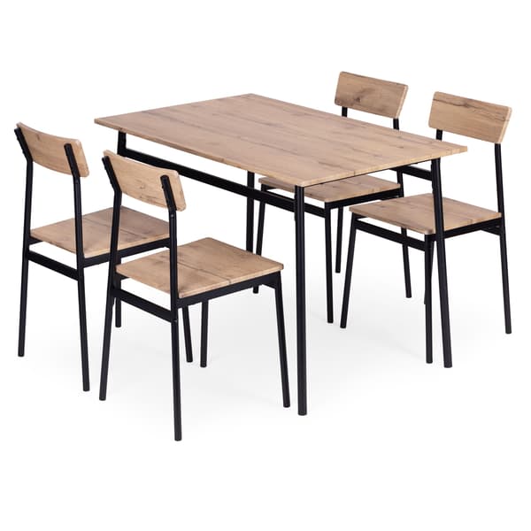 Matbordsset med 4 stolar, MDF och stål