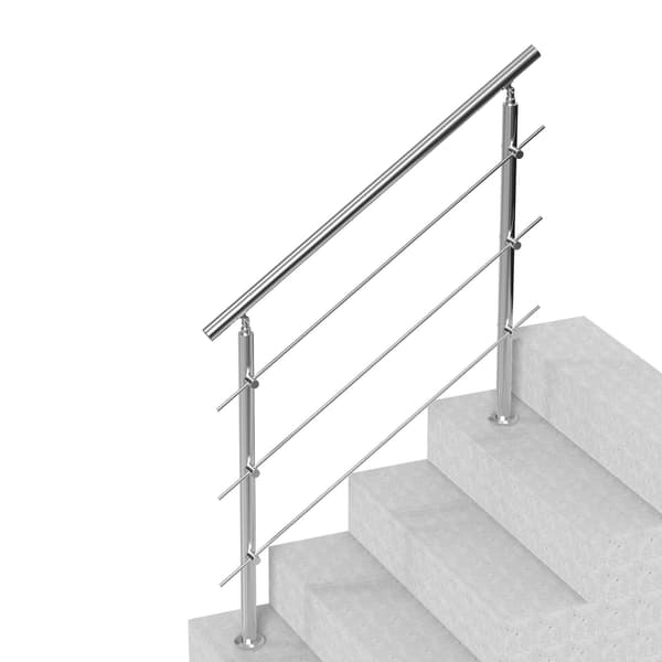 Ledstång för utomhustrappa, 122 cm rostfritt stål, kit