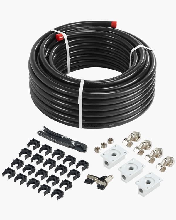 Trykluftledningssæt, HDPE-aluminium, 30,5 m x 19 mm, sort