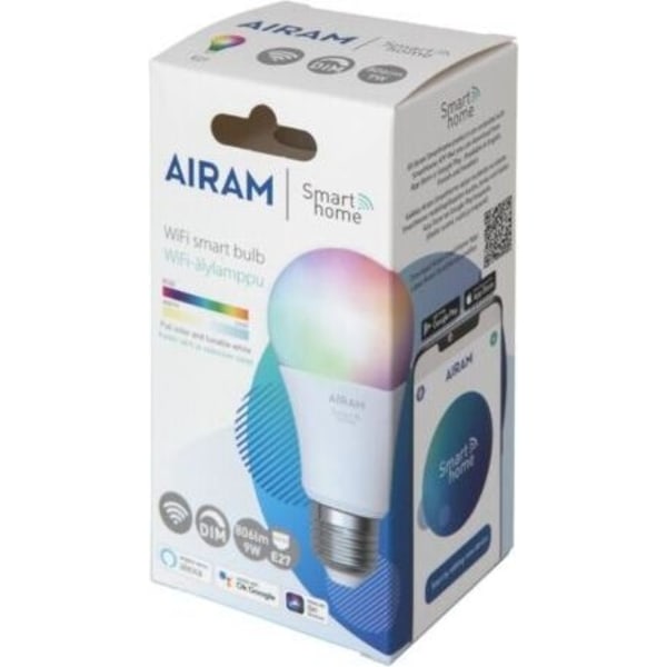 Airam SmartHome - älylamppu, E27, opaali, 806 lm, RGBW, WiFi