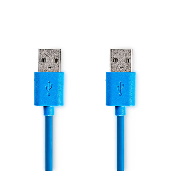 USB-kabel | USB 3.2 Gen 1 | USB-A Han | USB-A Han | 5 Gbps | Nikkelplateret | 2.00 m | Runde | PVC | Blå | Konvolut