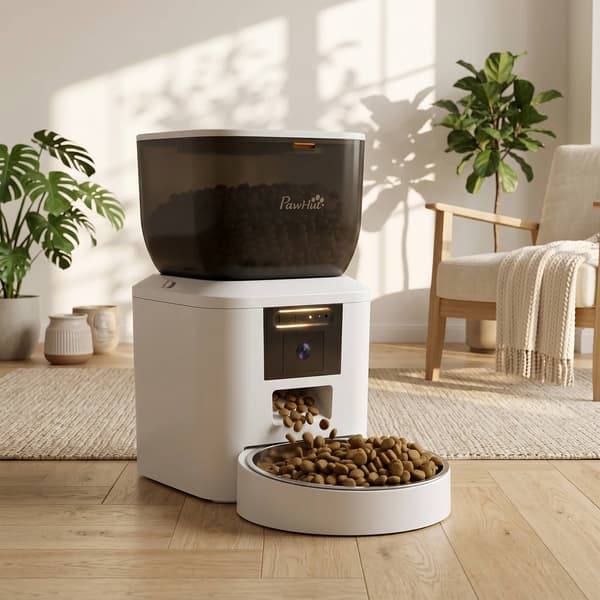 Automatisk kattefoderautomat med kamera, 4 l, 2,4 GHz WiFi, app-styring