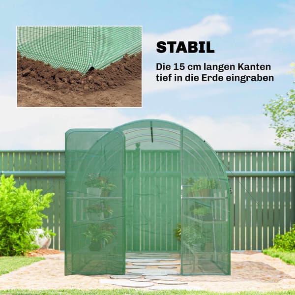 Drivhus i polytunnel, 2x3m, PE-overdækning, stålramme