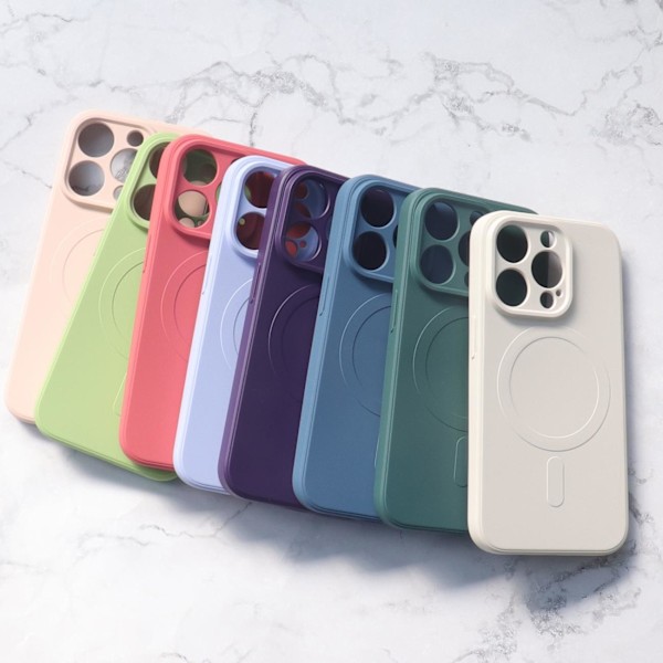 Silikonikotelo MagSafella iPhone 15 silikonikotelolle, tummansininen