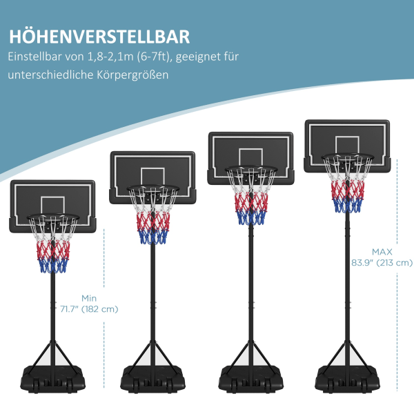 Koripallokehä Jalustalla, Korkeussäädettävä Koripalloteline Pyör