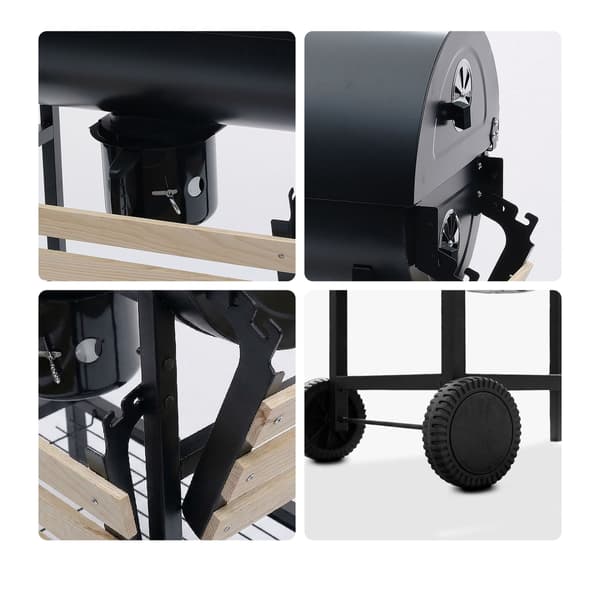 Kolgrill med lock, termometer, justerbara ventiler