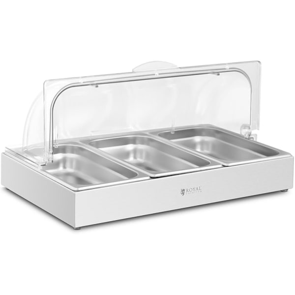 Aamiaisbuffet-näyttö rolltop-kannen kanssa 3x GN 1/3 3x 2,6 l