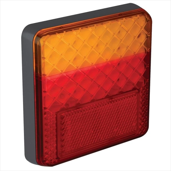 Baglygte 12/24V 4 funktioner 100x100mm LED