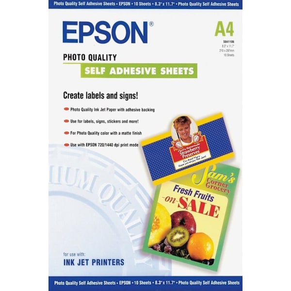 Epson selvklæbende fotopapir - selvklæbende ark, A4, 10 stk.
