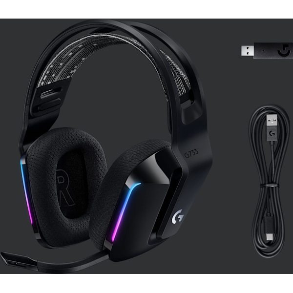 Logitech G733 Lightspeed - trådløst gaming headset, sort