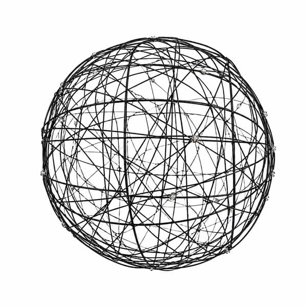 20 cm sort LED-dekorkugle – varmt hvidt lys