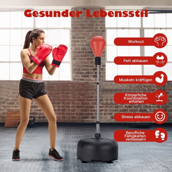 Justerbart fristående boksbollset med handskar