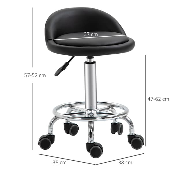 Justerbar rullpall set om 2 med ryggstöd, 57-72 cm