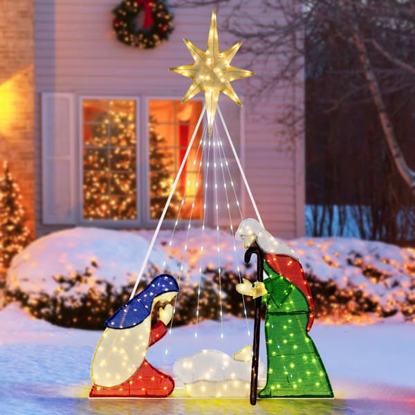 Förbelyst julkrubbas, 180 cm, 240 LED, 6 lägen