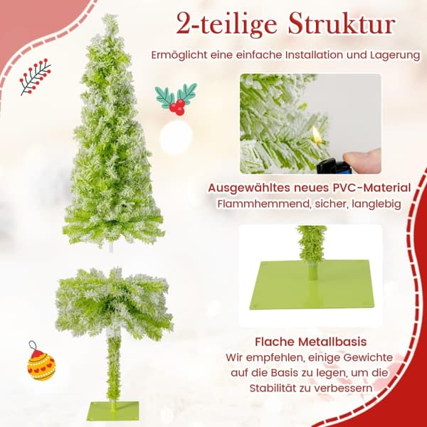 Kunstigt juletræ med lys, sne, 150 cm