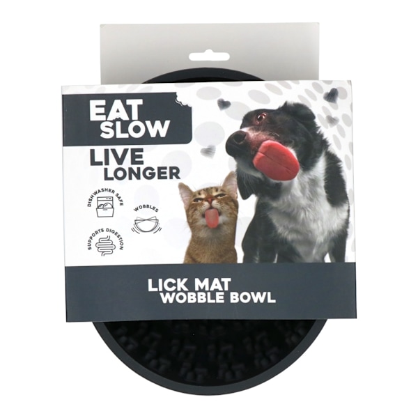Ät Långsamt Lev Längre Lick Mat Wobble Bowl Grå