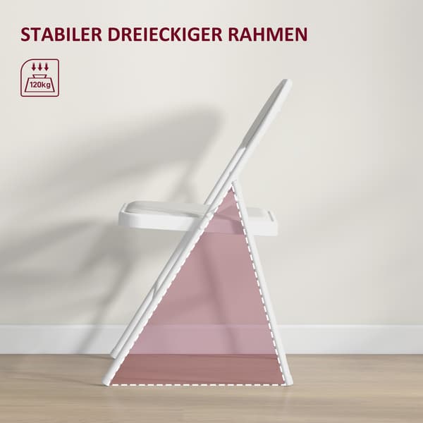 Sæt med 4 klapstole, bærbare kontorstole, metalben, klapstol til kontor, reception, venteværelse, imiteret læder, hvid
