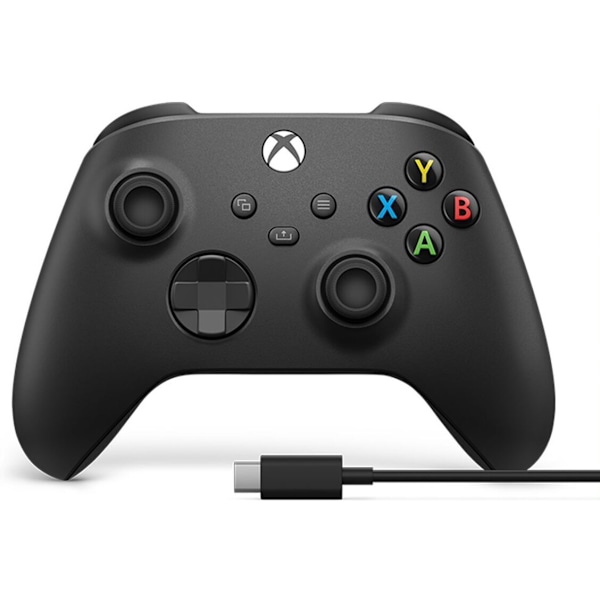Microsoft Xbox - trådløs controller + Windows-kabel, sort, - spilcontroller