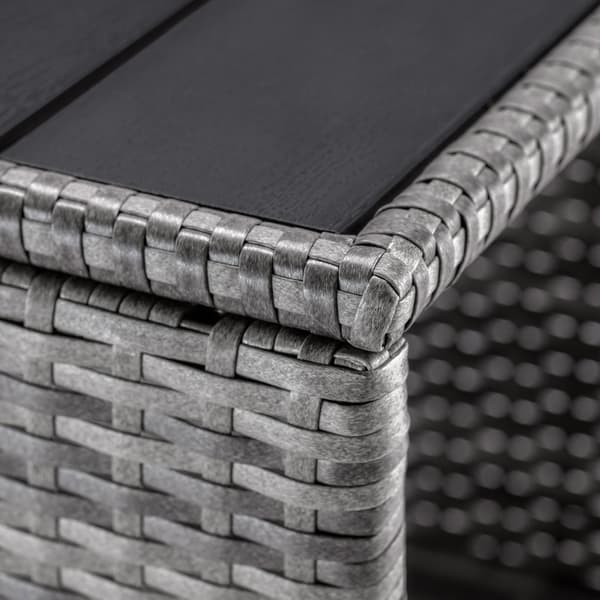 Polyrattan sidebord, grå, 45x45x40cm, indendørs/udendørs