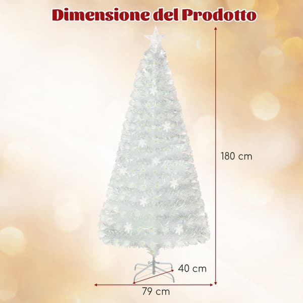 Fiberoptisk juletræ 180 cm, LED snefnug, stjerne