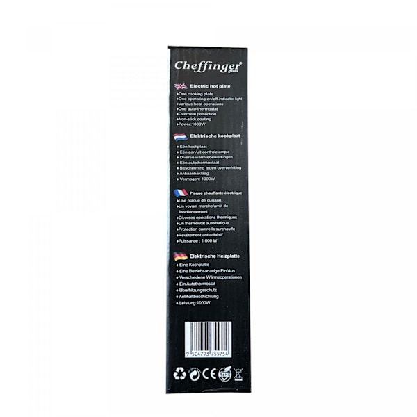 Cheffinger CF-EHS1000: 1000W elektrisk kogeplade - enkelt