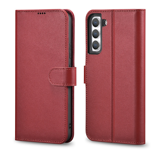 Läderplånboksfodral för Galaxy S22+, vinröd