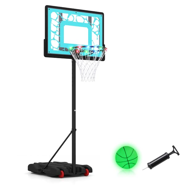 Poolbasketballkurv med LED-lys, justerbar kant, sort