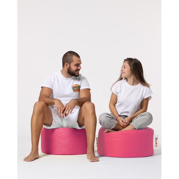 Garden Pouffe Pyöreä Pouf - Vaaleanpunainen