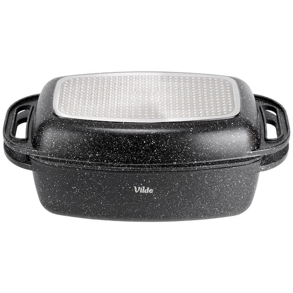 Granitugn med lock, 5,5+2,5 l, non-stick