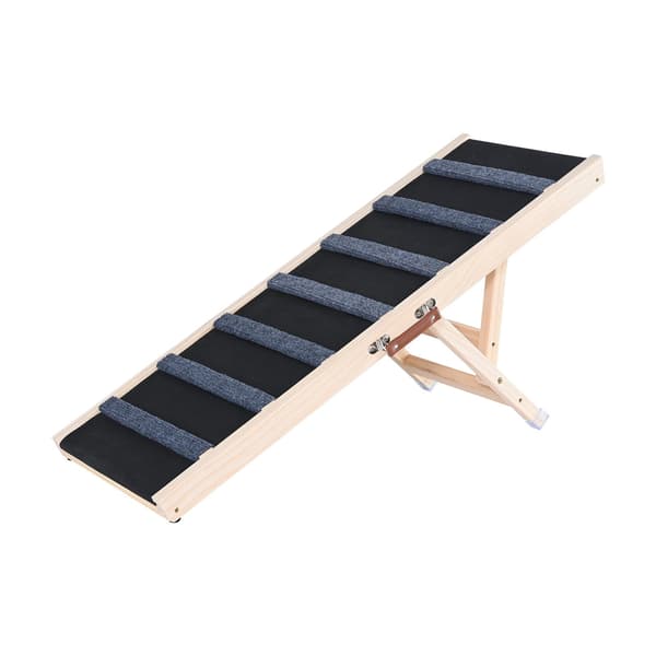 Sammenklappelig hunderampe, træ, 100 cm, justerbar 38-56 cm