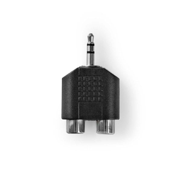 Stereo Audio Adapter | 3.5 mm Hanstik | 2x RCA Hun | Nikkelplateret | Lige | ABS | Sort | 1 stk. | Box