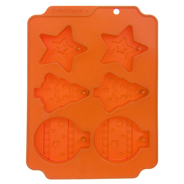 Orange silikoneform til julesmåkager